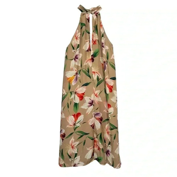 Lush Dress Women's Halter Tan Floral Fit & Flare Polyester Blend Size Small - Picture 3 of 9
